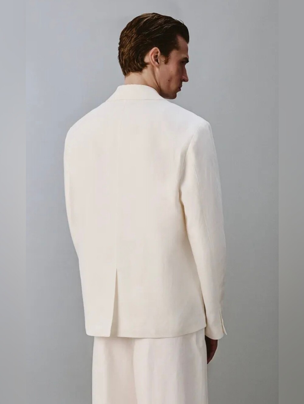 ZARA Men Off-White Linen Blend Double Breasted Blazer Jacket NWT Size 48 / US 38 - Picture 2 of 14
